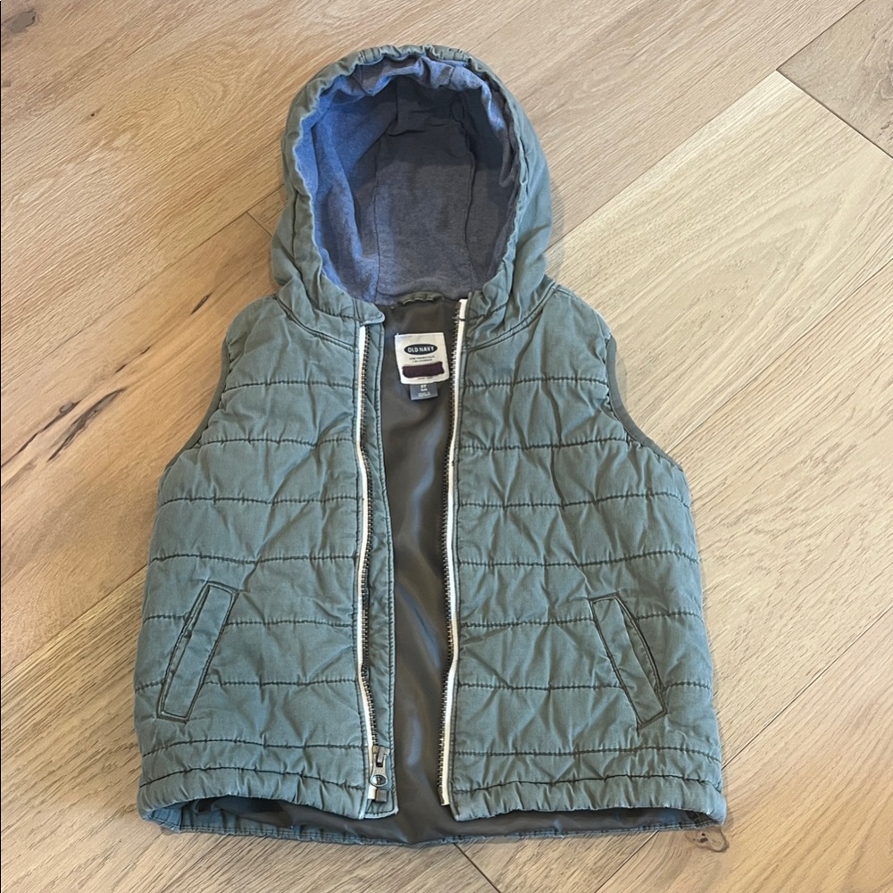 Old Navy Olive Quilted Hooded Vest